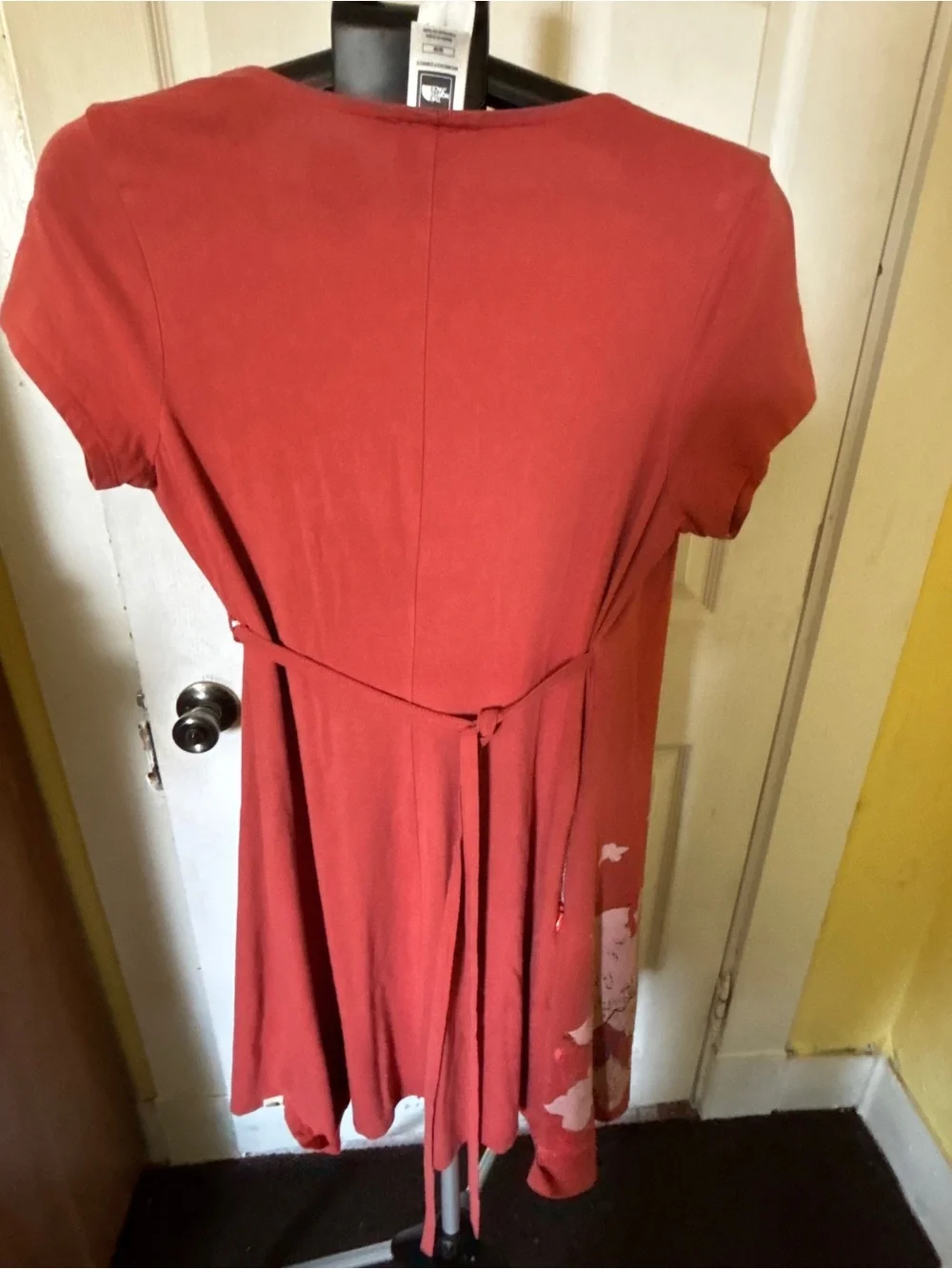 The North Face Rust Red Wrap-Style Midi Dress with Floral Accent - Picture 6 of 7